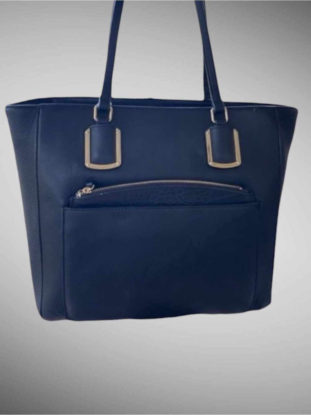 Nine West Black Faux Leather Tote Bag w/ Removable Zip Pouch Large